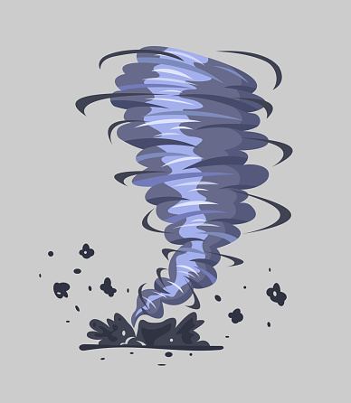 Cartoon destructive vortex purple tornado