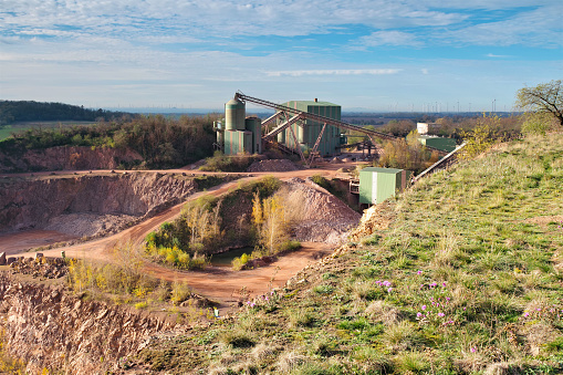 Digging excavators in a brown coal mine or lignite mine