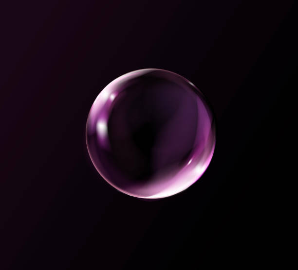 istock Magic pink fantasy colorful bubble isolated on black background realistic transparent soap bubble. 2046150424