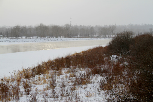The cold winter prairie in the area around Calgary, Alberta.