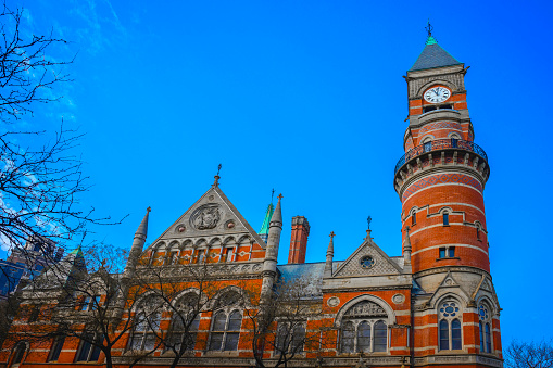 The landmark Jefferson Market Library with the clock tower, a New York Public Library branch in Manhattan, New York, USA