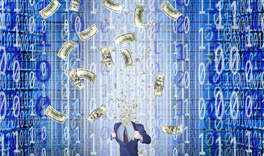 Conceptual business and finance image of businessman making money
