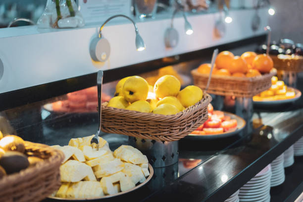 istock Colorful variation fresh fruits at the hotel buffet 2046233203