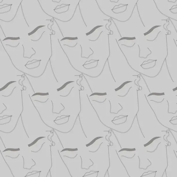 Vector illustration of Woman's face looking down