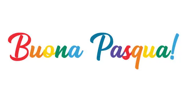 Vector illustration of Hand sketched lettering quote Buona Pasqua, Happy Easter in Italian. Isolated on white background.