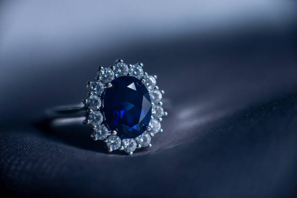 istock Golden ring with sapphire, jewellery 2046394791