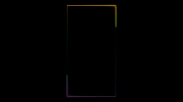 4K Video vertical abstract bright neon frame. Luminous neon line of a rectangular path. Web Background Laser Show
