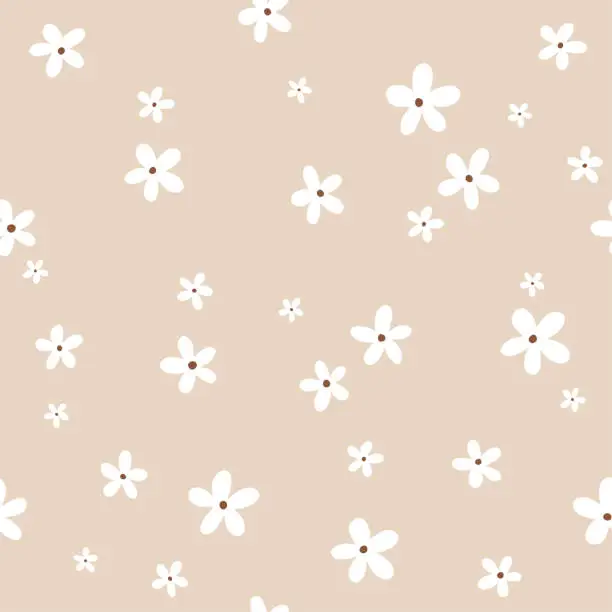 Vector illustration of vector seamless pattern of cute flowers