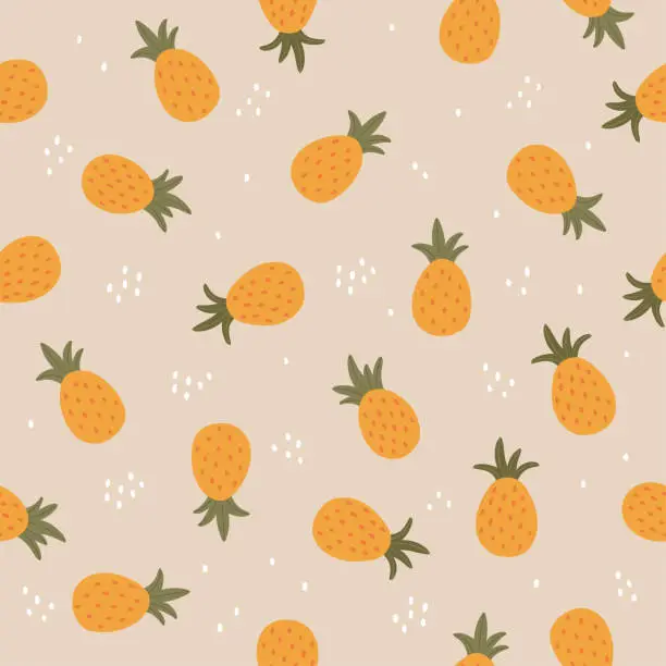 Vector illustration of vector seamless pattern of cute pineapple