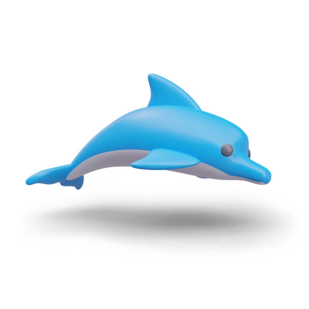 istock Blue dolphin in cartoon style. Vector color illustration with shadow 2046437966