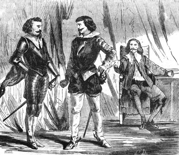 istock Two musketeers are discussing something in the old book the Encyclopediana D'Anecdotes, by Laisne, 1857, Paris 2046446284