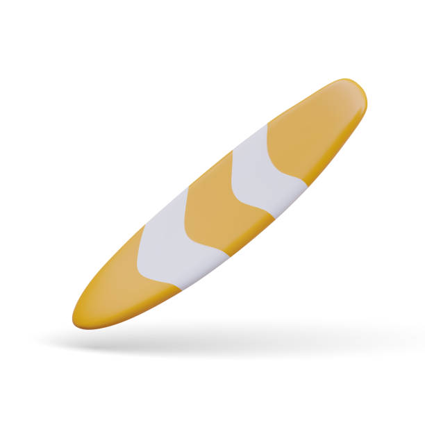 istock Side view on yellow surfboard in realistic style. Board for active sport on water 2046447384
