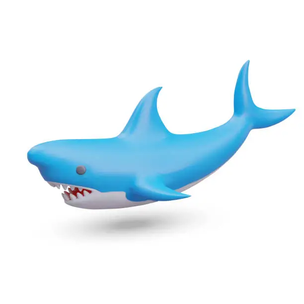 Vector illustration of Realistic shark on white background. Shark fish mascot design