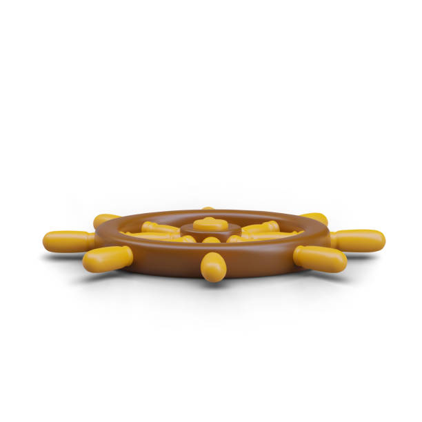 istock Realistic nautical rudder in yellow and brown color 2046460981
