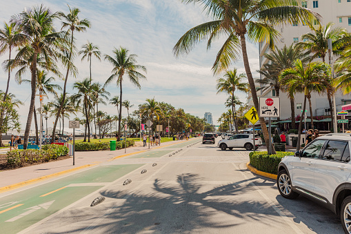 The Iconic Beach-Front Road in Miami Beach, Florida in February of 2024