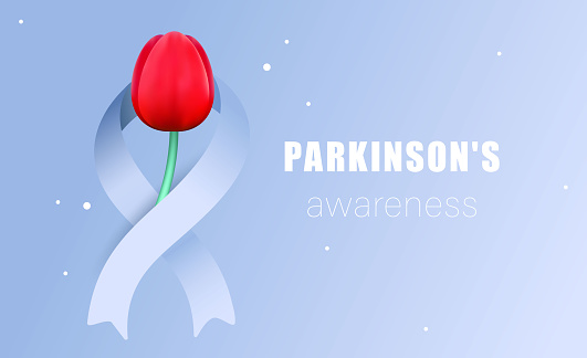 Parkinsons Awareness Month background, banner, card, poster, template. Vector illustration with ribbon and flowers