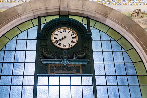 Clock in abandoned swimming pool in ghost town Pripyat, post apocalyptic interior, Chernobyl zone, Ukraine