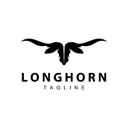 Longhorn logo design vintage old bull texas western country black silhouette