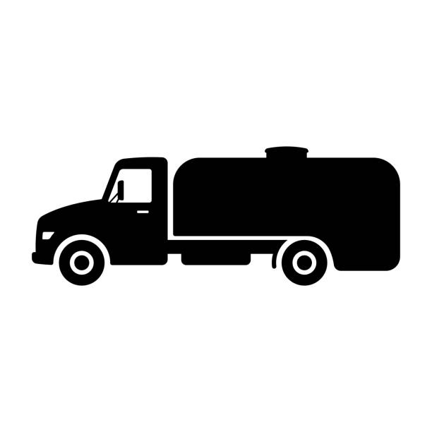 ilustrações, clipart, desenhos animados e ícones de truck tank icon. black silhouette. side view. vector simple flat graphic illustration. isolated object on a white background. isolate. - truck fuel tanker semi truck milk tanker