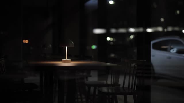Lamp On The Table In The Restaurant