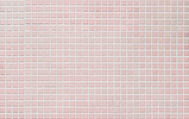 istock Pink tile wall chequered background bathroom floor texture. Ceramic wall and floor tiles mosaic background in bathroom and kitchen clean. Pool design pattern geometric with grid wallpaper decoration. 2046624866