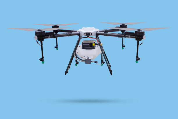 Agriculture drone isolated on blue background