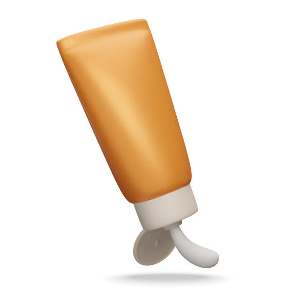 istock Realistic 3D sunscreen cream tube squeezing sunscreen cream isolated on white. Sun safety, uv lights protection, summer skincare cosmetic product. Orange 3D SPF lotion vector illustration. 2046739291
