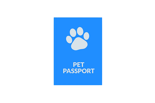 Pet passport isolated on white background. Top view. 3d render