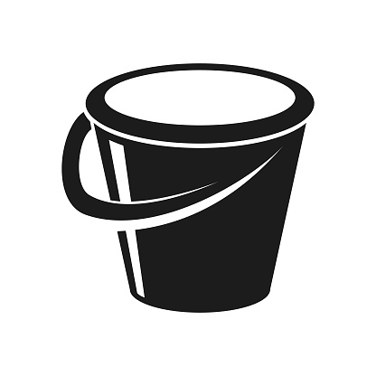 Stylized silhouette of bucket with handle - cut out vector icon