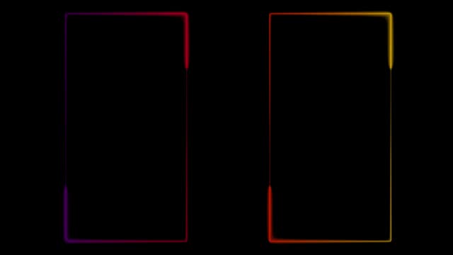 4K Video vertical abstract bright neon frame. Luminous neon line of a rectangular path. Web Background Laser Show