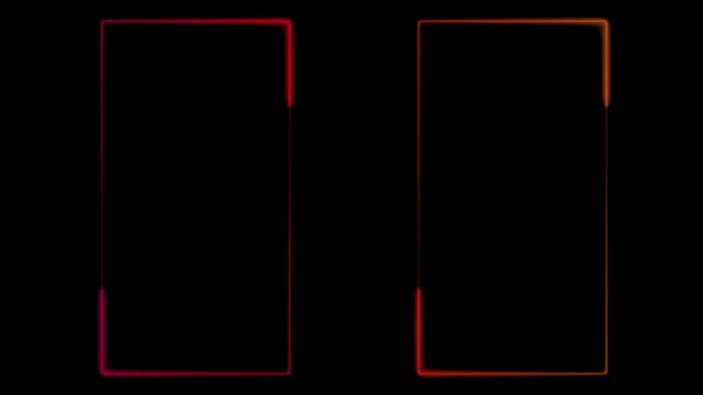 4K Video vertical abstract bright neon frame. Luminous neon line of a rectangular path. Web Background Laser Show
