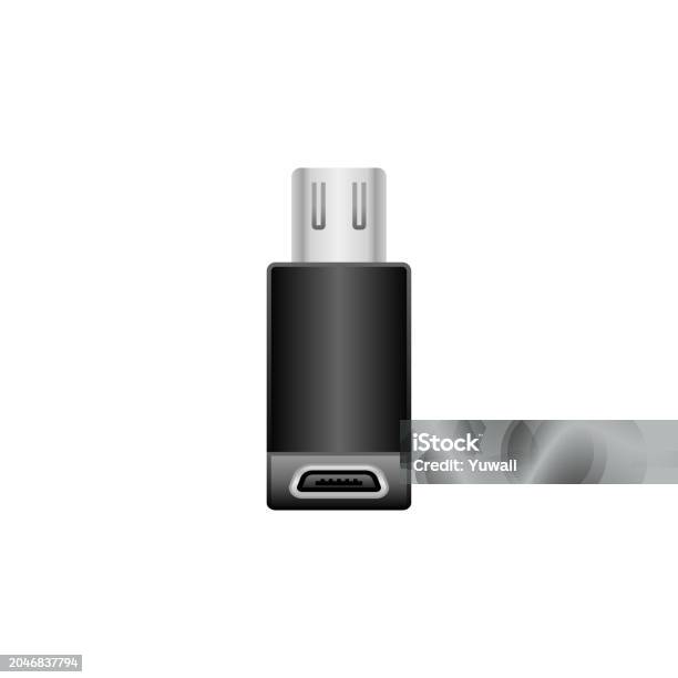 Gamabar Usb Micro Ilustrasi Sederhana Adaptor Konversi Hitam Micro Usb Typeb 20 Pria Dan ...