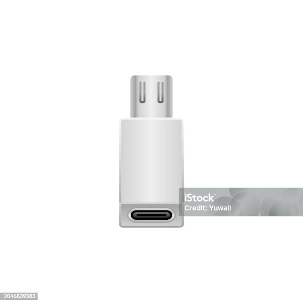 Simple Usb Adapter Simple Illustration Of A White Conversion Adapter From Micro Usb Typeb ...