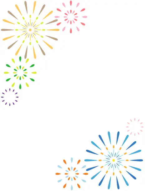 Vector illustration of A card decorated with an illustration of fireworks