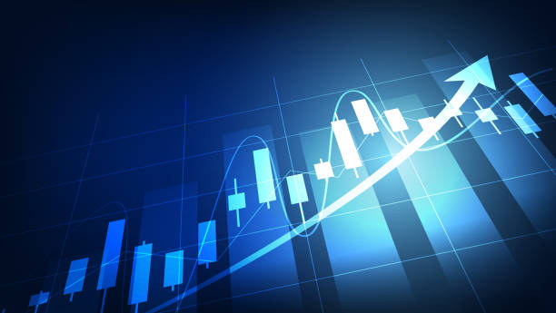 istock economy growth and finance concept. stock market graph with bar chart on blue background 2046873614