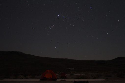 Big Dipper In the Sky Over Tent And Campsite