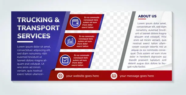 Vector illustration of collection of abstract modern brochure banner design template with example headline is trucking and transport services on horizontal layout