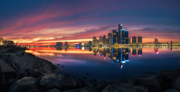 Detroit, Michigan - Skyline at Dusk