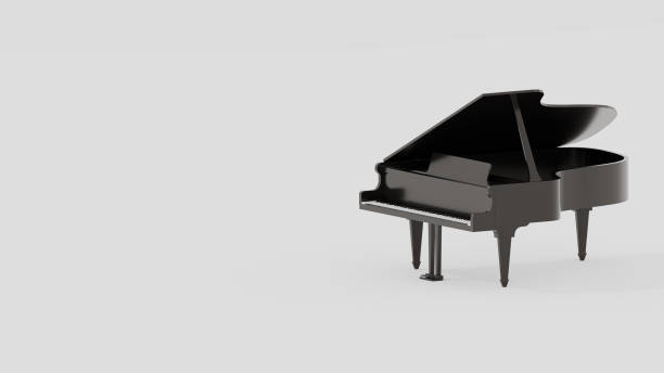 istock Black Grand piano on white background 2046988973