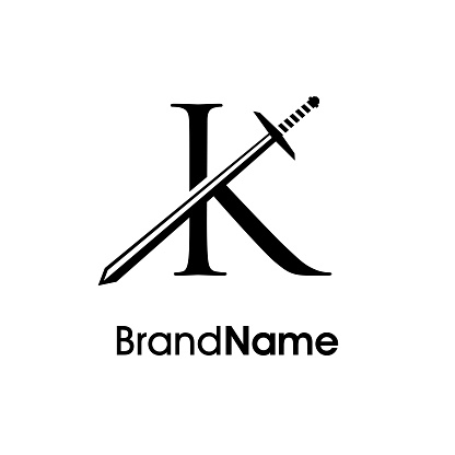 Simple, Luxury and Elegant Illustration symbol design Initial K Combine with Sword. symbol can use for your any company.