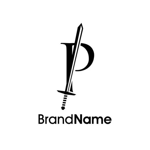 Vector illustration of Luxury Initial P Sword symbol