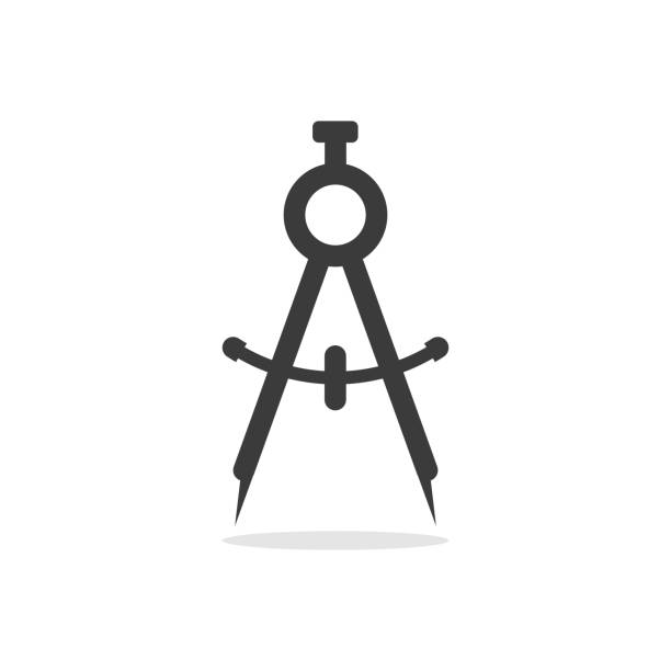 symbol für eine trennlinie oder einen geometriekompass. vermessungsingenieur und geometrie, ingenieur, architekt, schulsymbol. - zirkel stock-grafiken, -clipart, -cartoons und -symbole