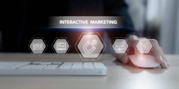 istock Interactive marketing concept. Customer engagement strategy through digital channels to create a personalized and two-way communication. Increasing brand awareness, customer engagement, drive sales. 2047116213