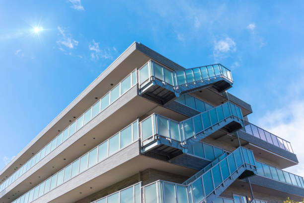 istock Apartment exterior and blue sky 2047145556