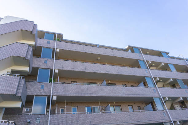 istock Apartment exterior and blue sky 2047147105