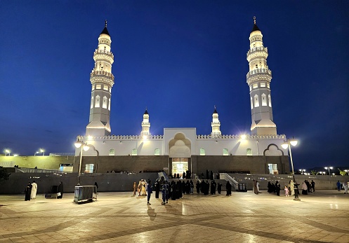 Saudi Arabia, Medina, Quba Mosque before sunrise