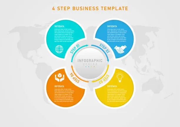 Vector illustration of 4 step business plan 034