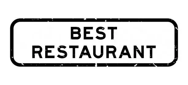 Vector illustration of Grunge black best restaurant word square rubber seal stamp on white background