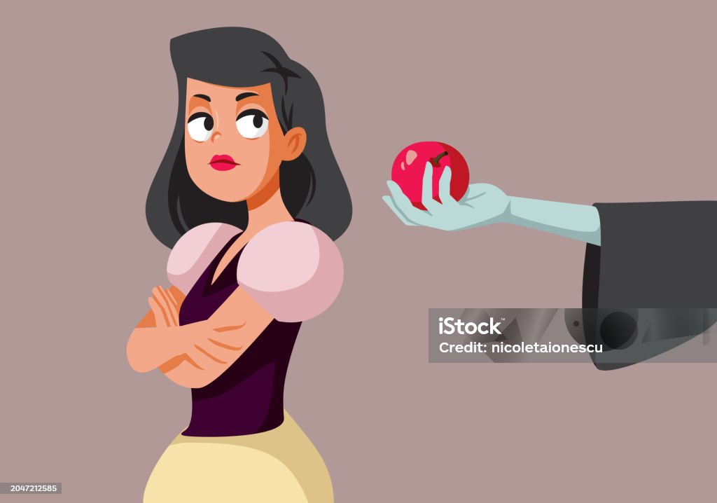 Princess Refusing Cartoon Picture Princess Refusing Poisonous Apple Vector Character Illustration Stock ...