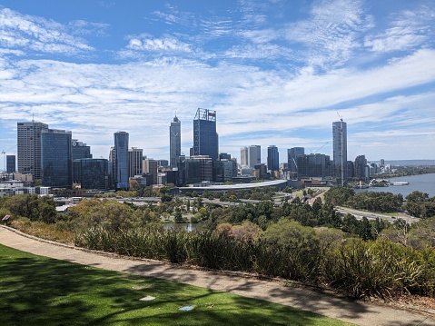 Aerial view of West Perth on Perth CBD. Perth, Western Australia, Australia